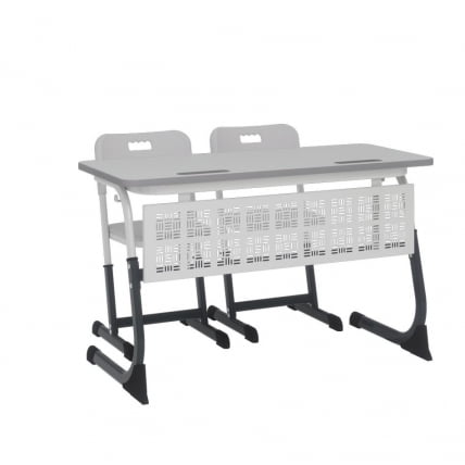 Парта двухместная регулируемая по высоте СМАРТЙ ПЛУС с сетками (рост 5-7) Антрацит/Белый/Серый / SMARTY PLUS_1