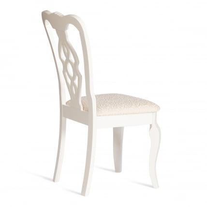 Стул Афродита/ Апхродите дерево гевея, 46х54х99см, Иворй вхите, ткань кремовая с рисунком (А04) / Aphrodite Ivory white,_2