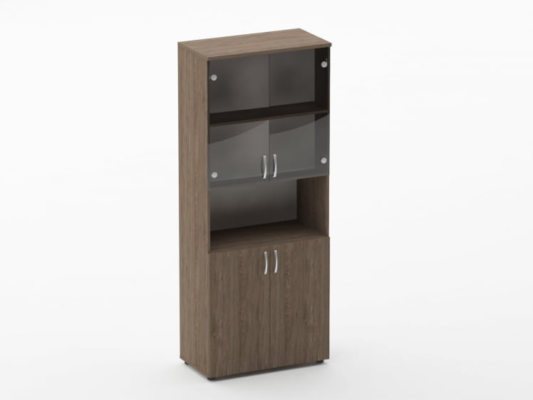 Шкаф высокий со стеклом и нишей Глассй 6.19.141 Дуб Верцаска / Glassy_0