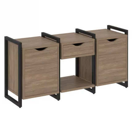 Тумба на регулируемых опорах наборная. Вариант №7 ЛОФТ ВР.Л-ТН-7.О Металл черный Дуб Аризона / LOFT VR.L-TN-7.O_0