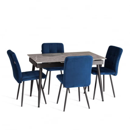 Стол обеденный Балморал / Балморал столешница керамика (глянцевая) / опоры металл, серый/черный, (120+40)х80х75 см / Balmoral_13