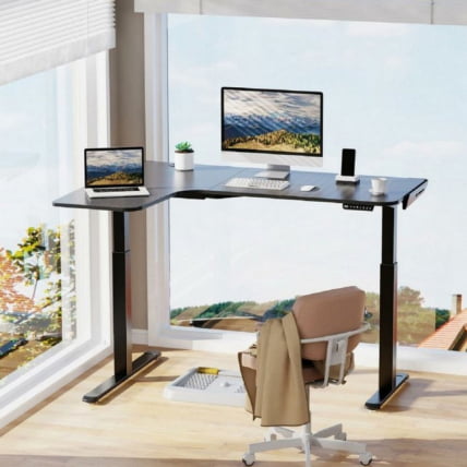 Стол для для компьютера (для геймеров) Л-формы c электрической регулировкой по высоте ЕУРЕКА ЕРК-ЕГД-Л60Л-Б-УС / L-формы c EUREKA ERK-EGD-L60L-B-US_5