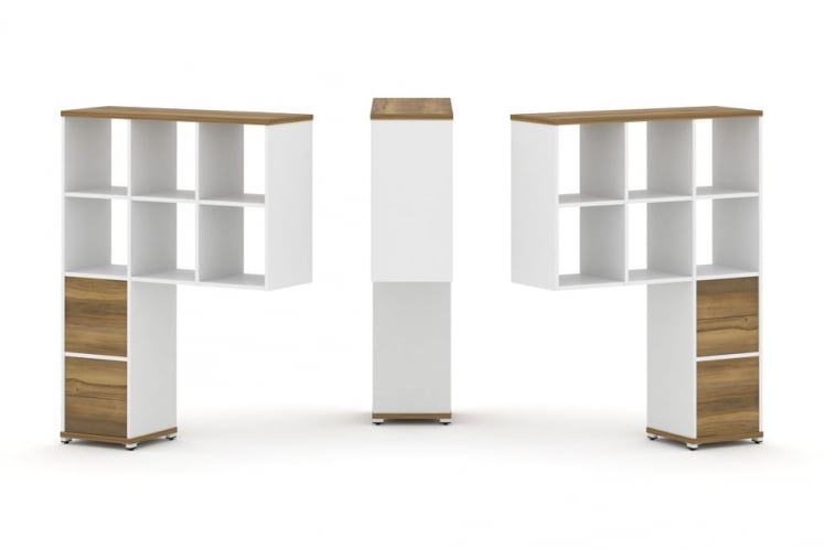 Надставка на стол высокая двухсторонняя + задняя стенка (2 шт.) + блок с 2-мя ящиками (2 шт.) CОНCЕПТ CН.ДНВ-008 Сандал Янтарный Белый бриллиант Белый металл / CONCEPT CN.DNV-008_0