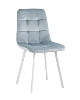 Комплект из двух стульев Чиллй велюр серо-голубой ножки металл белые / Chilly_1