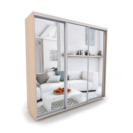 Шкаф-купе 3-х дверный Акцент-Сим З 2400х600  Дуб молочный_0