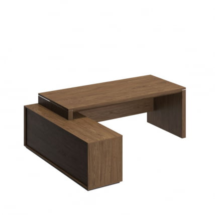 Стол руководителя левый на опорной тумбе ВЕЛАР ВЛ 138 ДТ Дуб табачный / VELAR_0