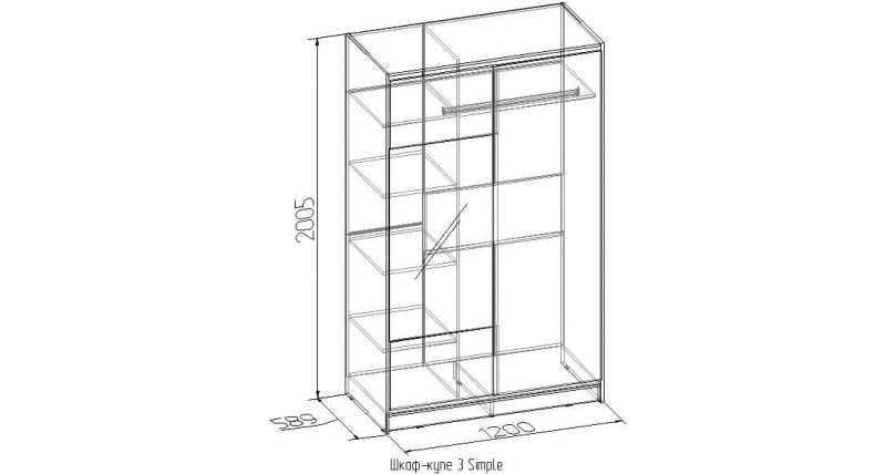 Шкаф-купе 3 Симпле Композиция Венге / Simple_2