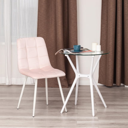 Стул CХИЛЛЙ (мод. 7094-1) вельвет/металл, 44,5х52,5х86 см, пинк (розовый) ХЛР39 / белый / CHILLY (mod. pink HLR39_8