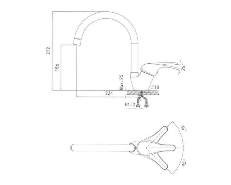 Кухонный смеситель ГРАНУЛА 1024 Шварц / GRANULA_1