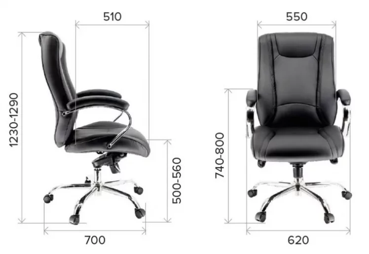 Кресло руководителя Кинг М кожа Черный / King M_4