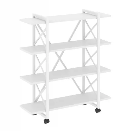 Стеллаж на колесных опорах - 4 полки ЛОФТ  ВР.Л-МСТ.К-4.8В Металл белый Белый Бриллиант / LOFT VR.L-MST.K-4.8V_0