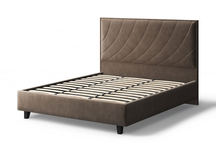 Кровать СОФИЯ 2000*1600мм (на опорах), велюр Бренди лайт 29 (коричневый), (б/основания, б/матраса)_2