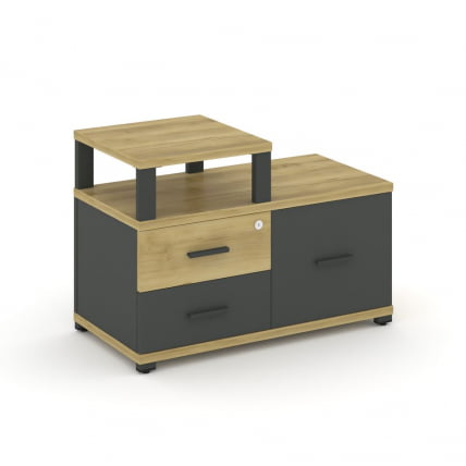 Тумба приставная сервисная с надставкой узкой CОНCЕПТ CН.ТСР-002 Б/В Дуб Винченцо Антрацит / CONCEPT CN.TSR-002 B/W_0