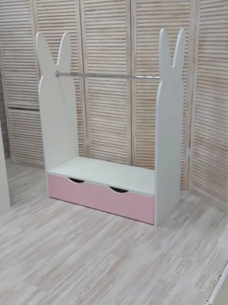 Стеллаж-вешалка Зайка Белый-Розовый_0