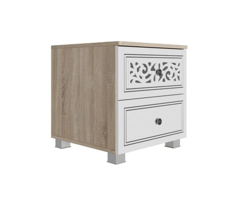 Тумба прикроватная Мадлен 10 Дуб сонома светлый Ясень белый Золото_0