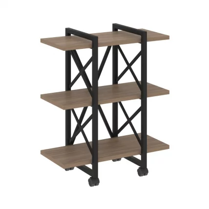 Стеллаж на колесных опорах - 3 полки ЛОФТ  ВР.Л-МСТ.К-3.4В Металл черный Дуб Аризона / LOFT VR.L-MST.K-3.4V_0