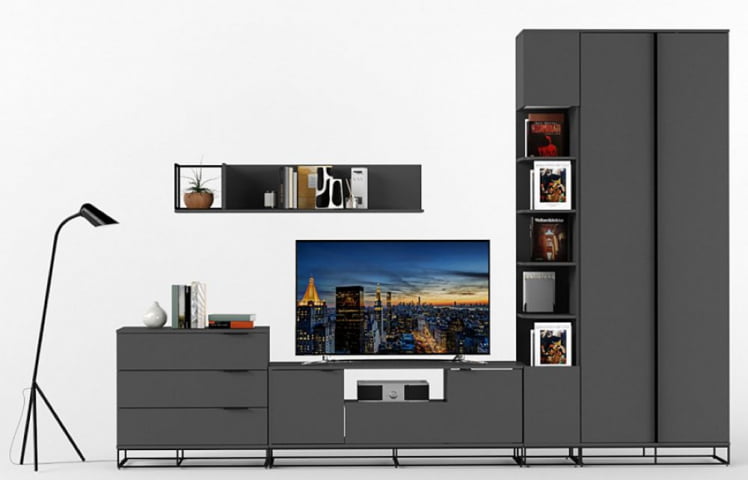 Полка навесная Ситй средняя графит / City_7