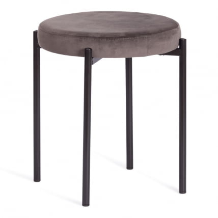 Табурет РЕВО (мод. 7034) ткань/металл, 44 х 44 х 47 см, темно-серый баркхат 14/черный / REVO (mod. barkhat_0