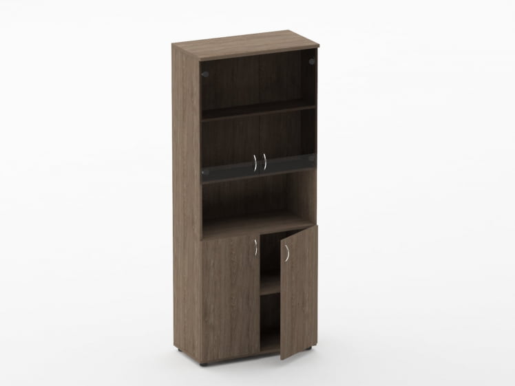 Шкаф высокий со стеклом и нишей Твин 16.16.161 Дуб Верцаска / Twin_1