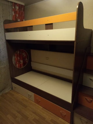 Кровать Юниор 1 (без бортика) бодего,Белое дерево,оранж_2