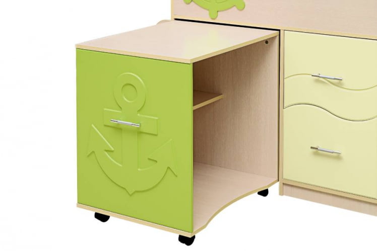 Уголок школьника Юниор-12.1 МДФ глянец Дуб молочный/Светло-зеленый/Ваниль_1