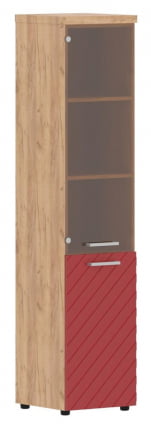 Шкаф колонка комбинированная с топом (правый) Торр ЛУКС ТЛХC 42.2 Р Дуб Бофорд Красный / Torr LUX TLHC R_0
