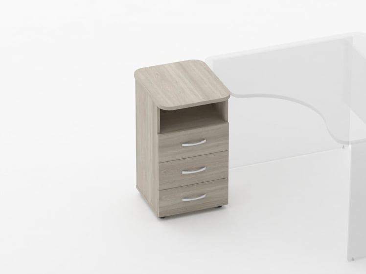 Тумба приставная на 3 ящика с нишей Глассй 3.10.13 Дуб сантана светлый / Glassy_0