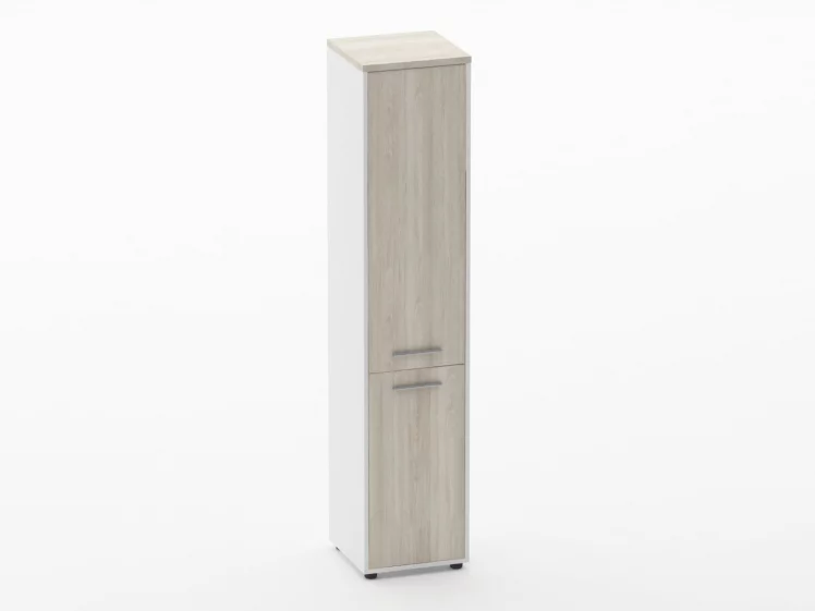 Шкаф 4 узкий закрытый Дека 10.19.15Л Дуб Сантана светлый/Белый / Deka_0