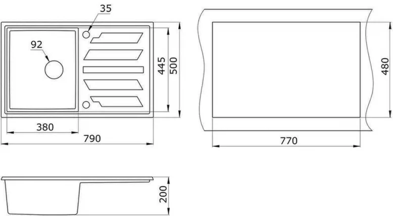 Кухонная мойка ГРАНУЛА 8002 Черный / GRANULA_2