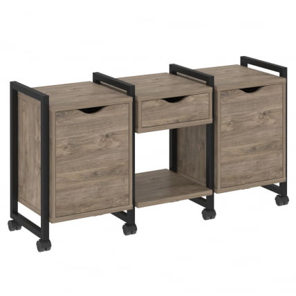 Тумба на колесных опорах наборная. Вариант №7 ЛОФТ ВР.Л-ТН-7.К Металл черный Тиквуд темный / LOFT VR.L-TN-7.K_0