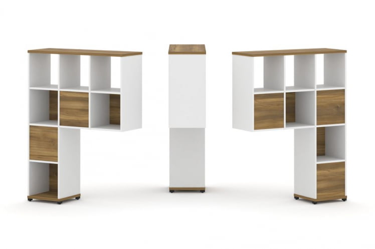 Надставка на стол высокая двухсторонняя + задняя стенка (5 шт.) CОНCЕПТ CН.ДНВ-003 Сандал Янтарный Белый бриллиант Черный металл / CONCEPT CN.DNV-003_0