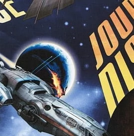 Шторы на полувысокую кровать Соня (космос синий/песко оранжевый)_1