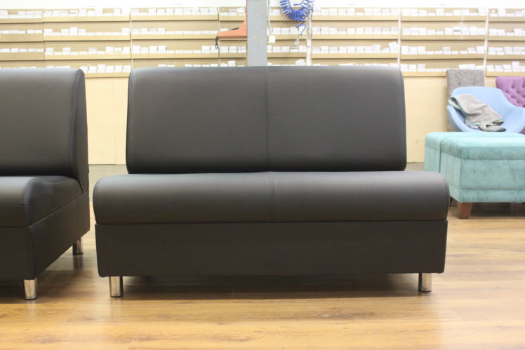 Диван офисный Диванная секция Клерк 3 двойная без подлокотников черный Екотекс 3001 / Ecotex_1