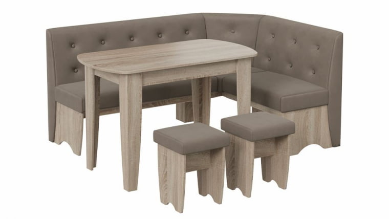 Кухонный уголок Барселона Дуб Сонома трюфель, Микровелюр Дуна Стоне / Duna Stone_1