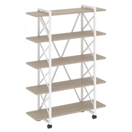 Стеллаж на колесных опорах - 5 полок ЛОФТ ВР.Л-МСТ.К-5.8В Металл белый Дуб Аттик / LOFT VR.L-MST.K-5.8V_0