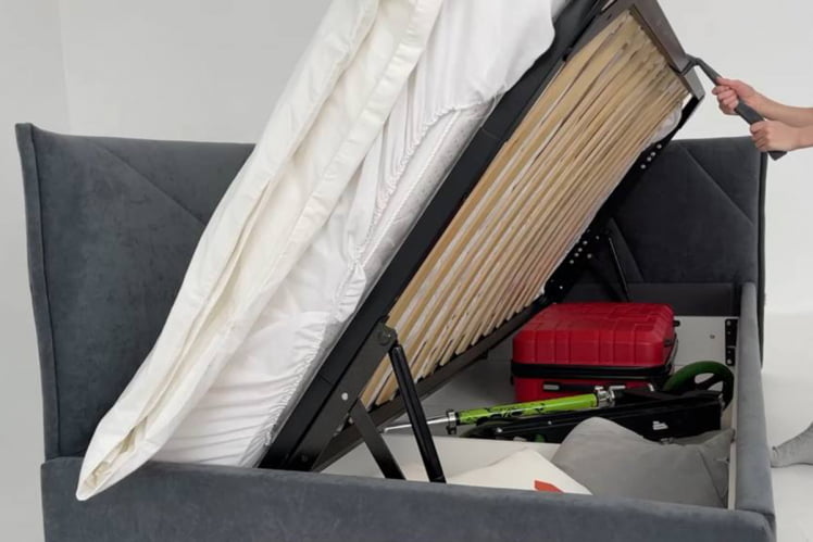 Кровать 0.9 Бест (Тахта) КМ.Т-15 графит (велюр) / КМ.T-15_9