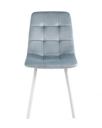 Комплект из двух стульев Чиллй велюр серо-голубой ножки металл белые / Chilly_3