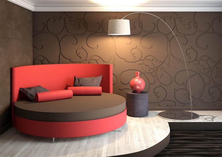 Круглая кровать Каприсе 220кс220 см Красная ткань / Caprice 220x220_1