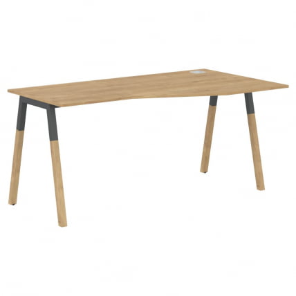 Стол эргономичный правый Форта ФCТ 1567 Р Дуб Гамильтон Черный графит / Forta FCT R_0