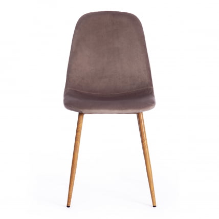 Стул БРЕЕЗЕ (мод. 4724) металл/вельвет, 44х48х87см, серо-бежевый/натуральное дерево / BREEZE (mod._4