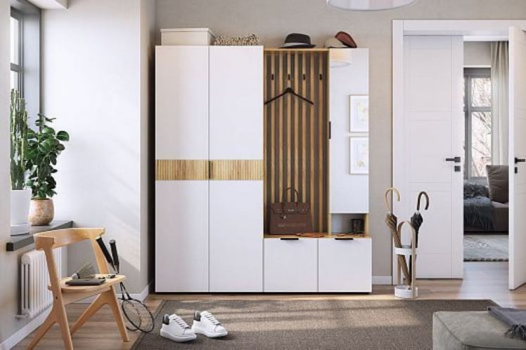 Шкаф двухдверный Бери МПР-024 Дуб крафт золотой/белое дерево / MPR-024_4