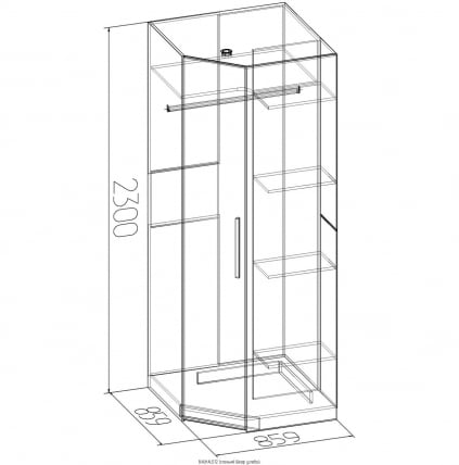 Шкаф угловой БАУХАУС 12 Дуб Сонома (спальня) / BAUHAUS_1