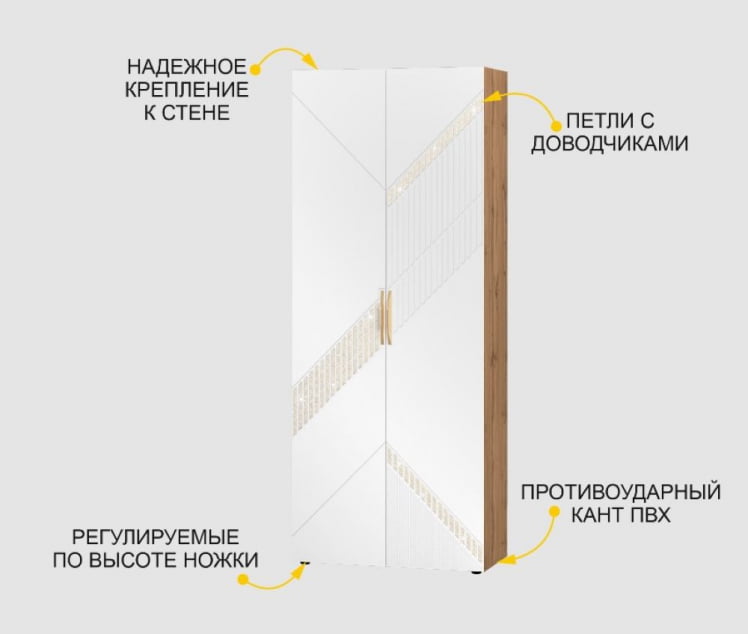 Шкаф для одежды с полками и штангой (лев/прав) Монако 403.02_4
