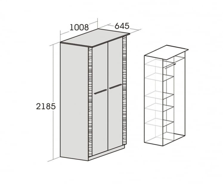 Шкаф 2-дверный Элана №9 Бодега Белая/Сандал матовый Белый_1