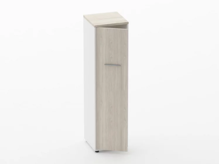 Шкаф 3 узкий закрытый, 1 дверь Дека 10.16.14Л Дуб Сантана светлый/Белый / Deka_1