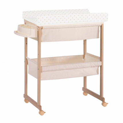 Комод пеленальный с ванночкой и текстильной корзиной Микуна Б-1158 Плус Натурал Беиге Дотс / Micuna B-1158 Plus Natural Beige Dots_0