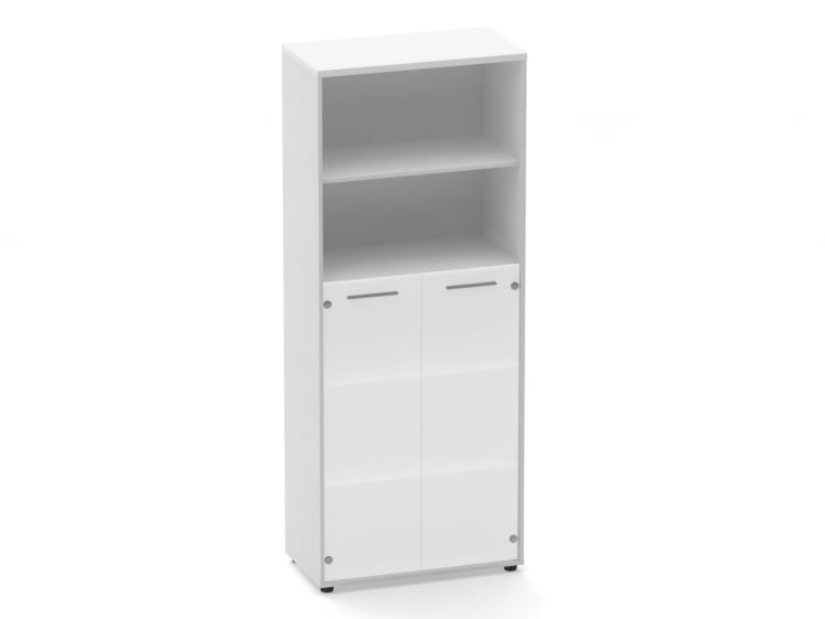 Шкаф 4 широкий 2 полки открытые и 2 стеклянные двери Дека 10.19.161 Белый / Deka_0