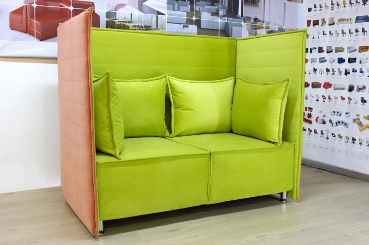 Диван двойной Нэтворк модуль В с высокой спинкой Салатовый-Коралловый_1