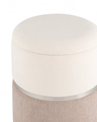 Пуф Кэрри с ящиком серебро шенилл Серо-бежевый_1