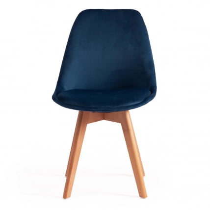 Стул ТУЛИП СОФТ (мод. 74) / 1 шт. в упаковке вельвет/дерево , 54 х 47 х 83 см , синий (ХЛР 63)/натуральный / TULIP SOFT (mod. (HLR_4